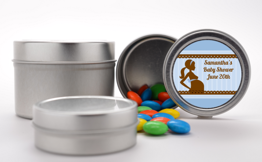 Mommy Silhouette It's a Boy - Custom Baby Shower Favor Tins