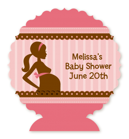 Mommy Silhouette It's a Girl - Personalized Baby Shower Centerpiece Stand