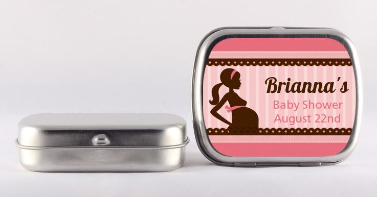 Mommy Silhouette It's a Girl - Personalized Baby Shower Mint Tins