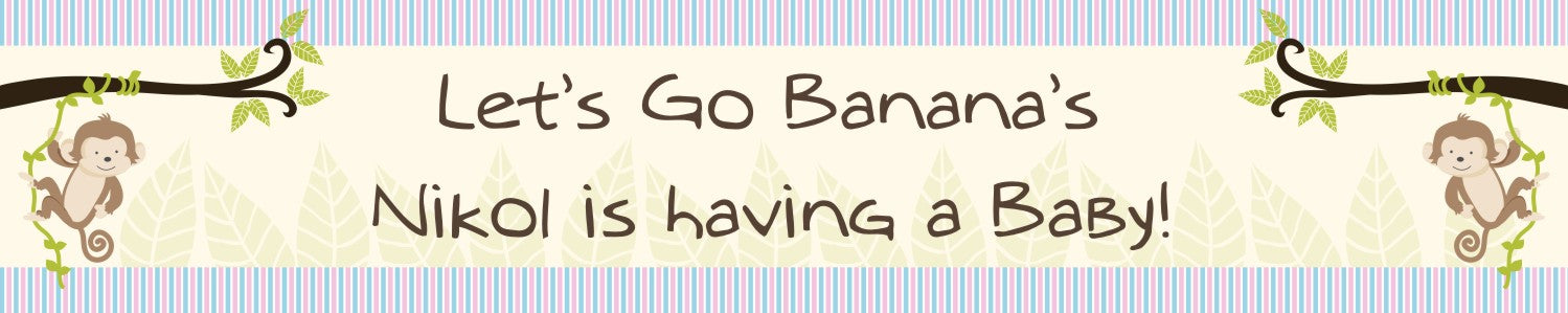 Monkey Neutral - Personalized Baby Shower Banners