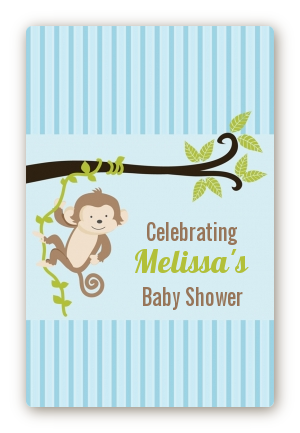 Monkey Boy - Custom Large Rectangle Baby Shower Sticker/Labels