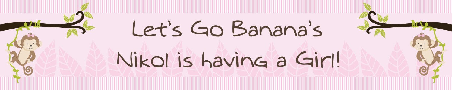 Monkey Girl - Personalized Baby Shower Banners