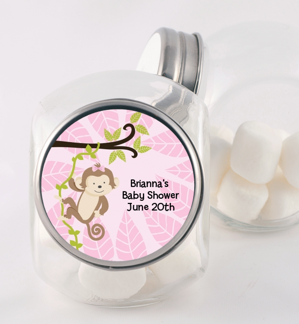 Monkey Girl - Personalized Baby Shower Candy Jar