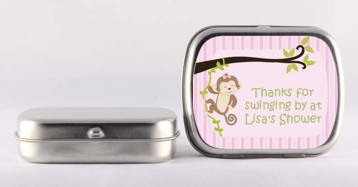 Monkey Girl - Personalized Baby Shower Mint Tins