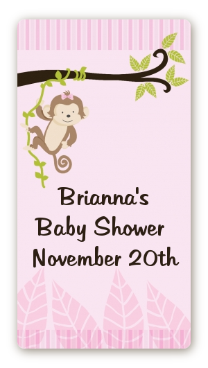 Monkey Girl - Custom Rectangle Baby Shower Sticker/Labels