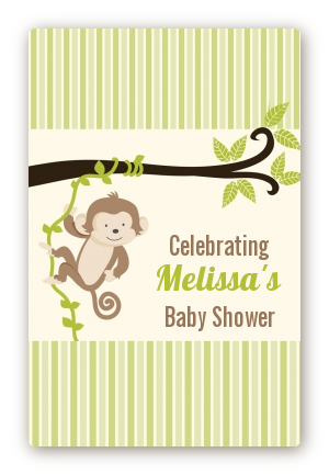 Monkey Neutral - Custom Large Rectangle Baby Shower Sticker/Labels
