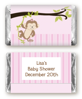 Monkey Girl - Personalized Baby Shower Mini Candy Bar Wrappers
