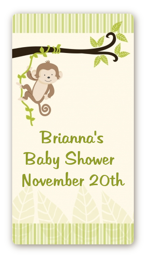 Monkey Neutral - Custom Rectangle Baby Shower Sticker/Labels