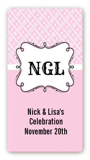 Modern Thatch Pink - Personalized Everyday Party Rectangle Sticker/Labels