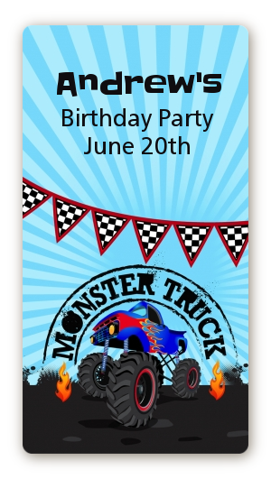 Monster Truck - Custom Rectangle Birthday Party Sticker/Labels