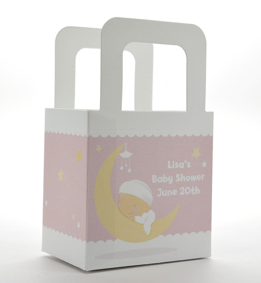 Over The Moon Girl - Personalized Baby Shower Favor Boxes