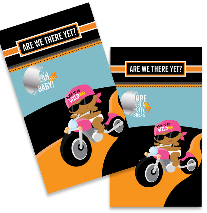 Motorcycle African American Baby Girl - Baby Shower Scratch Off Game Tickets