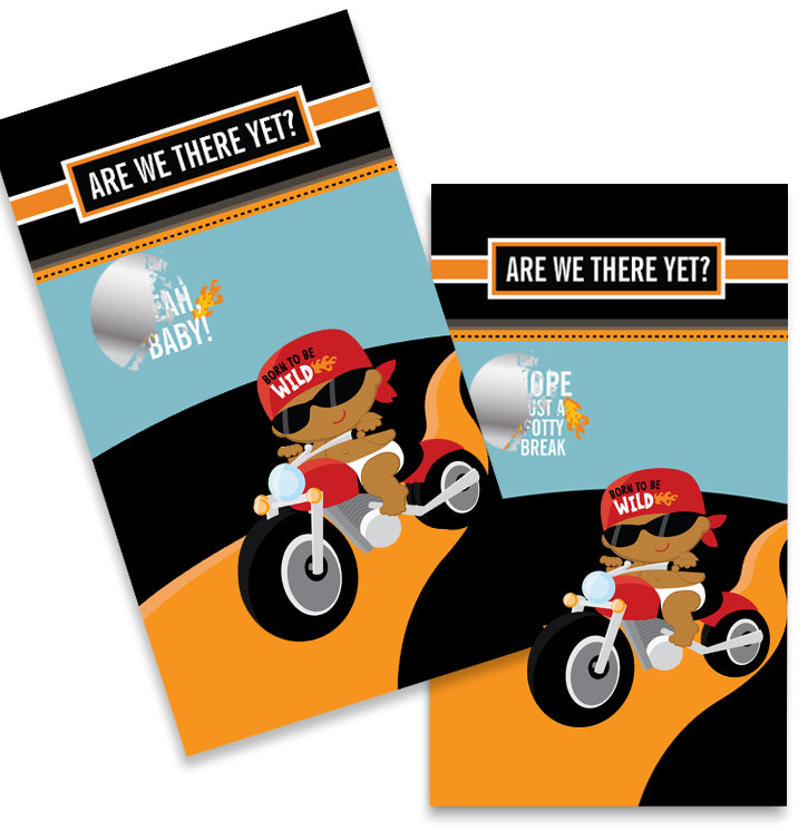 Motorcycle African American Baby Boy - Baby Shower Scratch Off Game Tickets