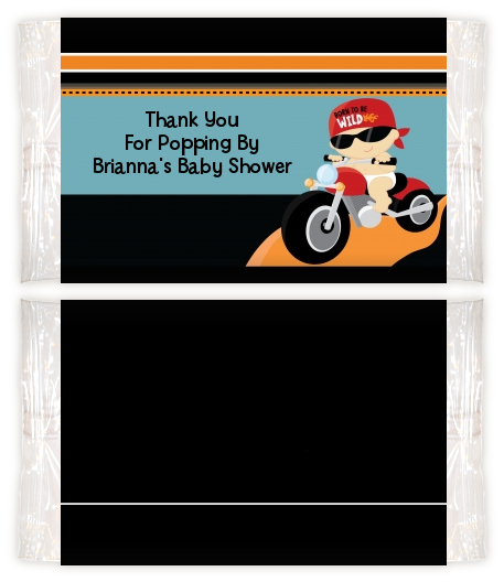 Motorcycle Baby - Personalized Popcorn Wrapper Baby Shower Favors