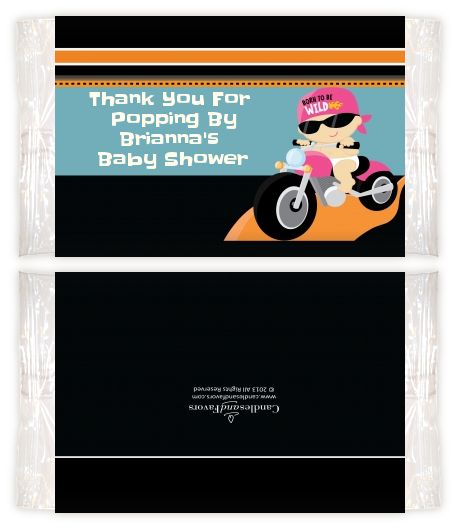 Motorcycle Baby Girl - Personalized Popcorn Wrapper Baby Shower Favors