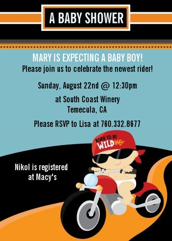 Motorcycle Baby - Baby Shower Invitations