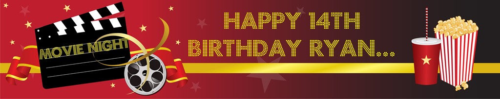 Movie Night - Personalized Birthday Party Banners