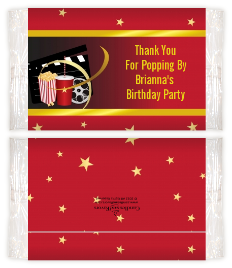 Movie Night - Personalized Popcorn Wrapper Birthday Party Favors