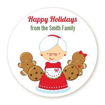 Mrs. Santa - Round Personalized Christmas Sticker Labels