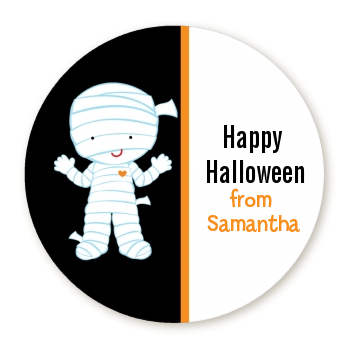 Mummy Costume - Round Personalized Halloween Sticker Labels
