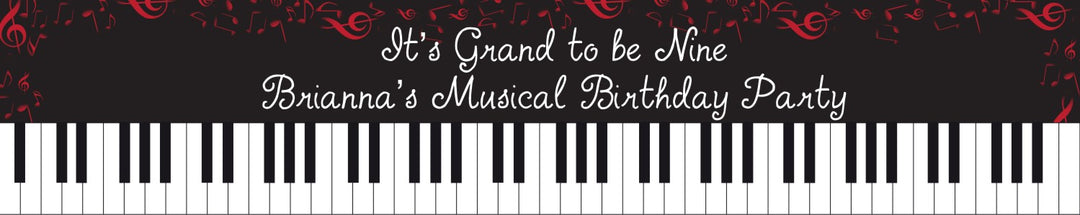 Musical Notes Black and White - Personalized Birthday Party Banners