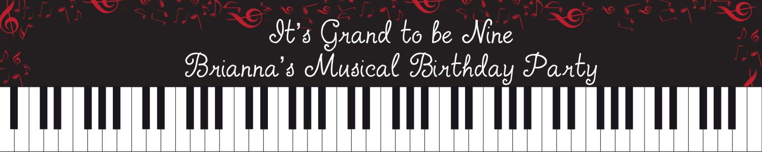 Musical Notes Black and White - Personalized Birthday Party Banners