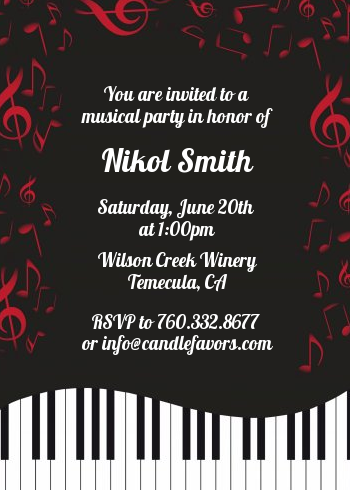 Musical Notes Black and White - Birthday Party Invitations