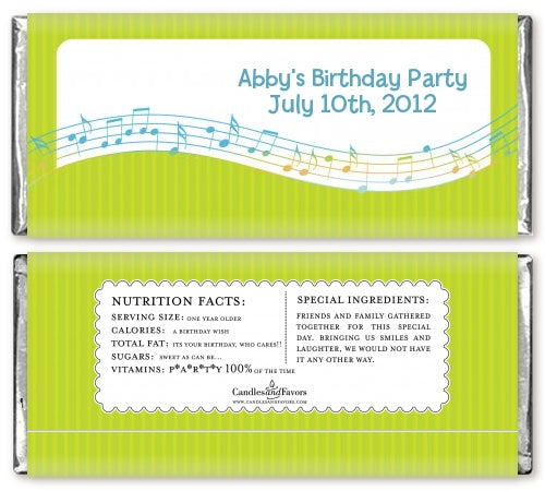 Musical Notes Colorful - Personalized Birthday Party Candy Bar Wrappers