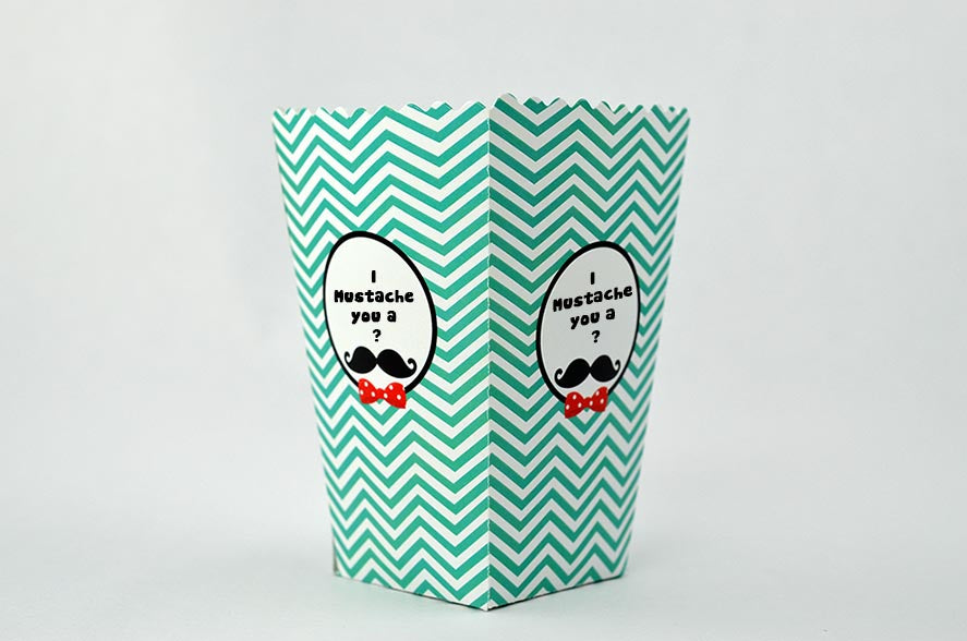 Mustache Bash - Personalized Birthday Party Popcorn Boxes