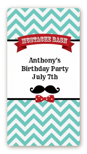 Mustache Bash - Custom Rectangle Birthday Party Sticker/Labels