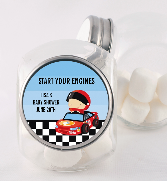 Nascar Inspired Racing - Personalized Baby Shower Candy Jar