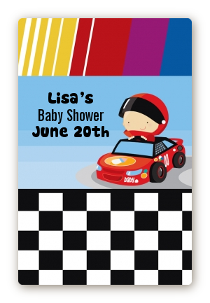 Nascar Inspired Racing - Custom Large Rectangle Baby Shower Sticker/Labels