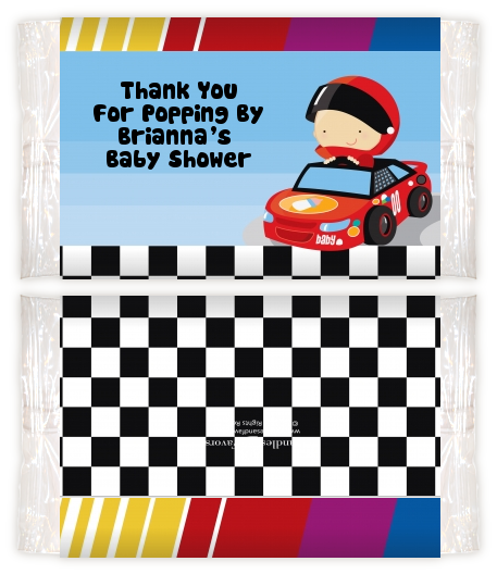 Nascar Inspired Racing - Personalized Popcorn Wrapper Baby Shower Favors