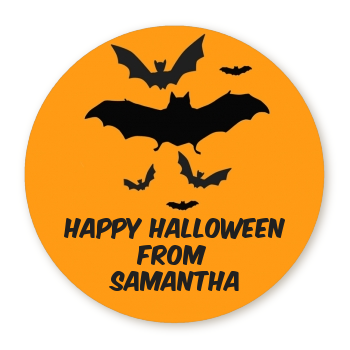 Neon Orange Halloween Theme - Round Personalized Halloween Sticker Labels