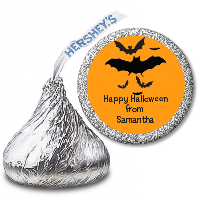 Neon Orange Halloween Theme - Hershey Kiss Halloween Sticker Labels