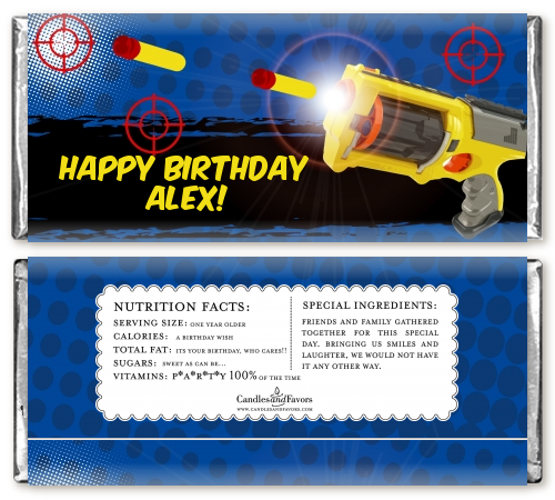 Nerf Gun - Personalized Birthday Party Candy Bar Wrappers