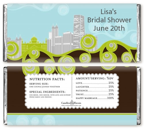 New Jersey Skyline - Personalized Bridal Shower Candy Bar Wrappers