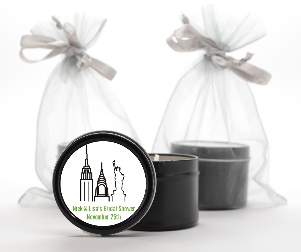 New York City - Bridal Shower Black Candle Tin Favors