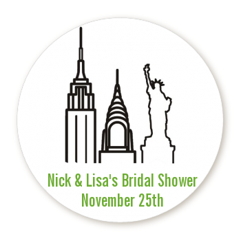 New York City - Round Personalized Bridal Shower Sticker Labels