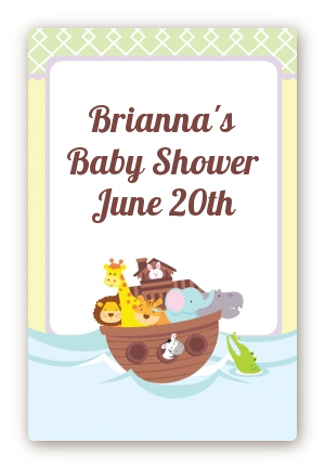 Noah's Ark - Custom Large Rectangle Baby Shower Sticker/Labels
