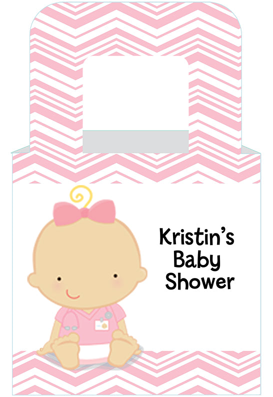 Little Girl Nurse On The Way - Personalized Baby Shower Favor Boxes