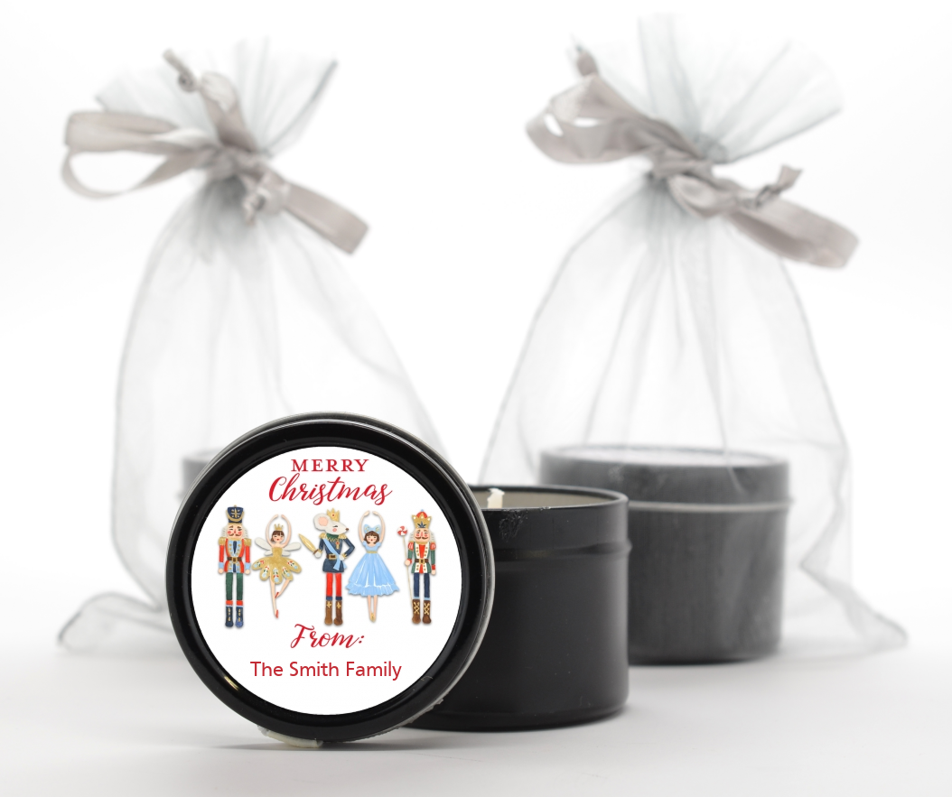 Nutcracker Ballet - Christmas Black Candle Tin Favors