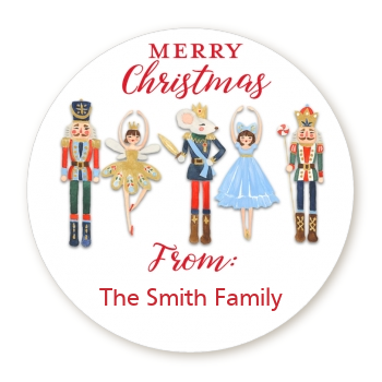 Nutcracker Ballet - Round Personalized Christmas Sticker Labels
