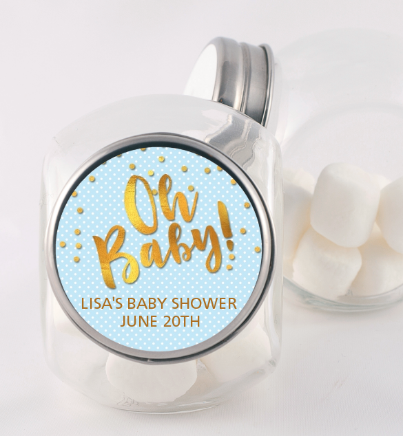 Oh Baby Shower Boy - Personalized Baby Shower Candy Jar