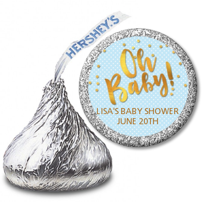 Oh Baby Shower Boy - Hershey Kiss Baby Shower Sticker Labels