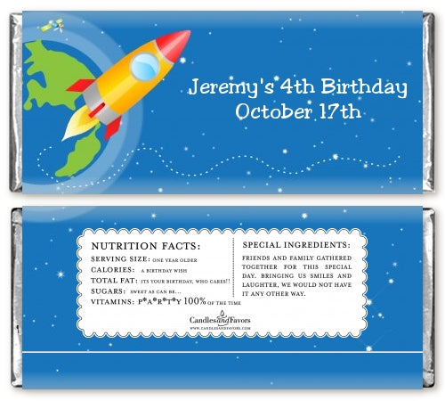 Rocket Ship - Personalized Birthday Party Candy Bar Wrappers