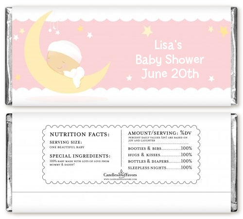 Over The Moon Girl - Personalized Baby Shower Candy Bar Wrappers