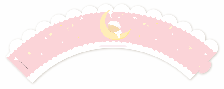 Over The Moon Girl - Baby Shower Cupcake Wrappers