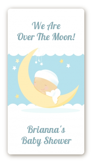 Over The Moon Boy - Custom Rectangle Baby Shower Sticker/Labels