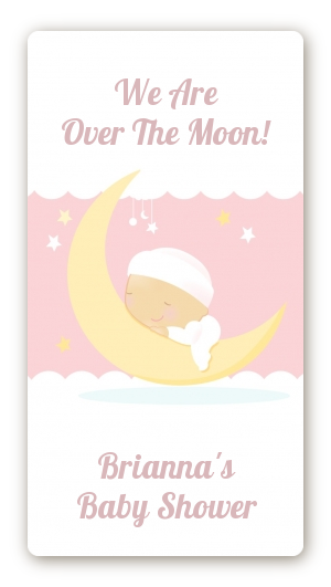 Over The Moon Girl - Custom Rectangle Baby Shower Sticker/Labels